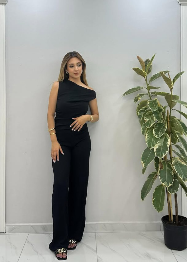DÜŞÜK OMUZ BUBBLE CROP PANTOLON TAKIM